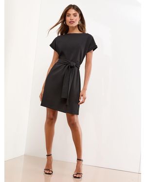 Lipsy Military Button Tie Belt Mini Shift Dress - Black
