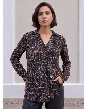 Roman Abstract Puff Print Shirt - Gray
