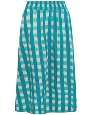 PixieGirl Petite Gingham Check Shirred Midi Skirt - Blue
