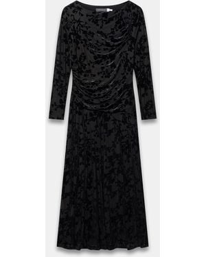 Mint Velvet Floral Midi Dress - Black