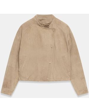 Mint Velvet Cropped Pilot Bomber Jacket - Natural