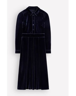 Boden Etta Piping Velvet Dress - Blue