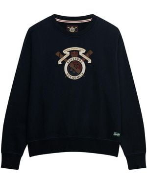 Superdry Crest Loose Crew Neck Sweater - Black