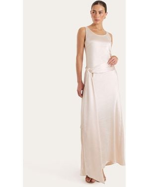 4th & Reckless Draped Satin Maxi Dress - Natural