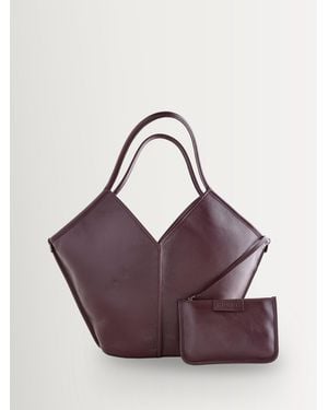 Hebe Studio Burgundy Calella Distressed Leather Tote - Purple