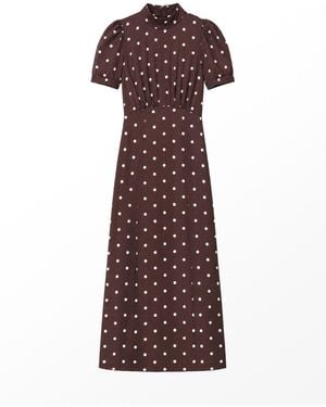Ro & Zo Polka Dot Puff Sleeve Dress - Purple