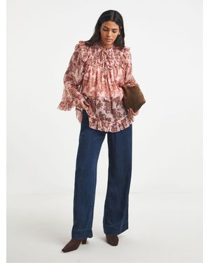 Simply Be Chiffon Yoke Detail Prarie Blouse - Natural