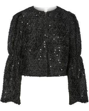 Y.A.S Y. A.S Y. A.S Sequin Long Sleeve Top - Black