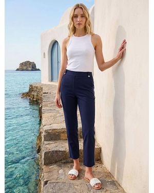 Roman Piping Bengaline Pants - Blue