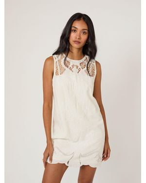 Nobody's Child Nobodys Child Floral Sonia Embroiderd Mini Dress - White