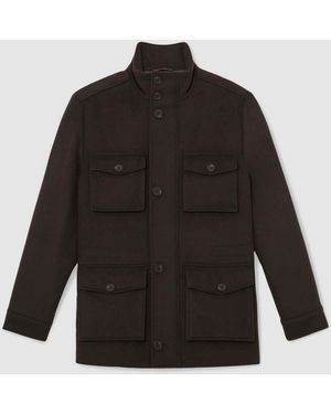 Reiss Wool-Blend Four-Pocket Jacket - Black