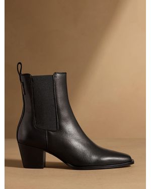 Russell & Bromley Leather Calle Block Heel Chelsea Boots - Black