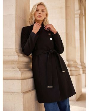 Roman Petite Wrap Coat - Black