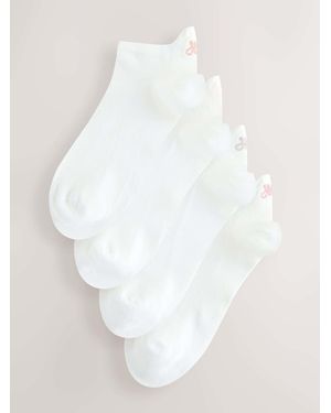 Next 'N' Swirl Logo Back Embroidered Motif Sneaker Socks 4 Pack - White