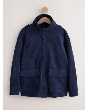 Next Faux Suede Funnel Jacket - Blue