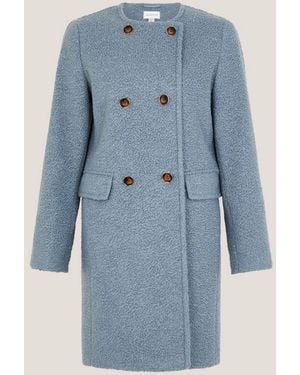 Monsoon Lily Double Breasted Boucle Coat - Blue