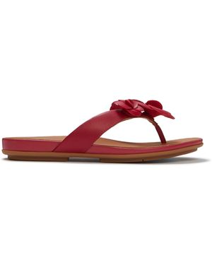 Fitflop Gracie Flower Leather Flip-Flops - Red