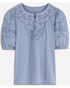 Boden Ada Broderie Mix Top - Blue