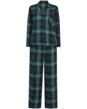 PixieGirl Petite Check Long Sleeve Cotton Pajamas Set - Green
