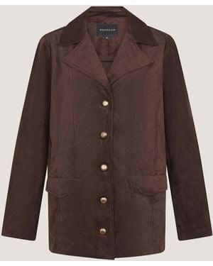 Monsoon Eva Faux Suede Longline Jacket - Brown