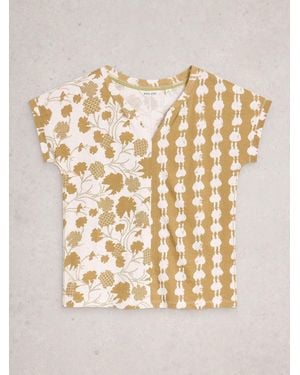White Stuff Nelly Notch Neck T-Shirt - Natural