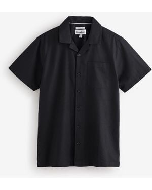 Threadbare Linen Cotton Blend Short Sleeve Shirt - Black