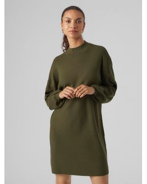 Vero Moda Puff Sleeve Sweater Dress - Green