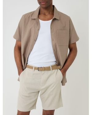 Threadbare Linen Blend Shorts With Belt - Natural
