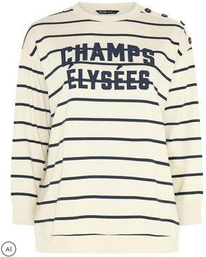 Yours Curve Champs Elysees Stripe Sweatshirt - Gray