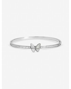 Jon Richard Pave And Mother Of Pearl Butterfly Bangle - White