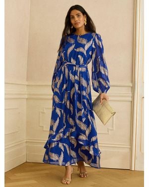 Love & Roses Crew Neck Maxi Dress - Blue