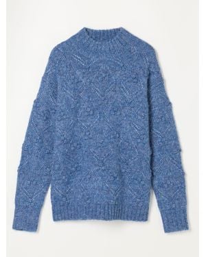 FatFace Fatface Light Knitted Bobble Texture Sweater - Blue