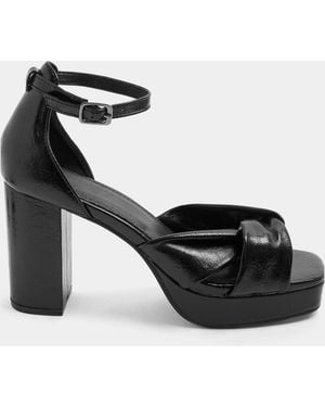 Yours Curve Knot Detail Platform Sandals - Black