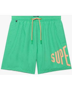 Superdry Printed Logo 16-Inch Swim Shorts - Green