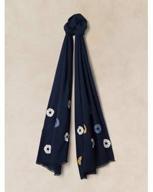 White Stuff Embroidered Scarf - Blue