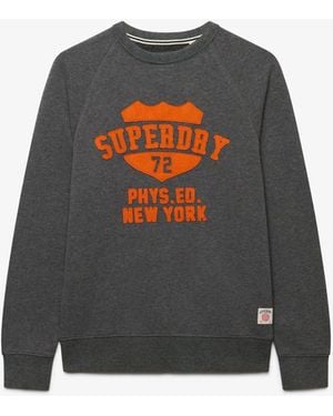 Superdry Athletic Felt Applique Crew Neck Sweatshirt - Black