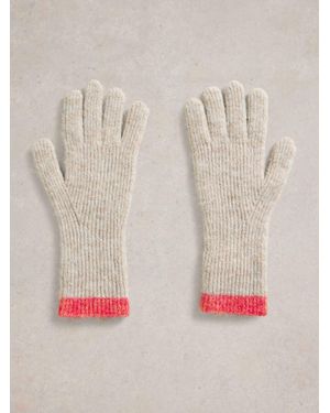 White Stuff Colorblock Knitted Gloves - Natural