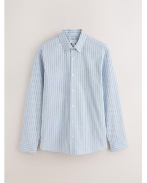 Next Elastisches, Langärmeliges Oxfordhemd Mit Streifen - Blau