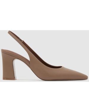 Reiss Lorena Leder-Halbschuhe Mit Fersenriemen - Natur
