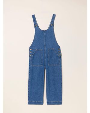 FatFace Fatface Raffles Cropped Wide Leg Dungaree - Blue
