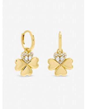 Inicio Tone Crystal Clover Earrings - Metallic