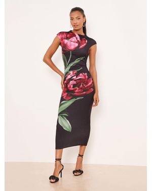 Lipsy Rose Print Bodycon Dress - Pink