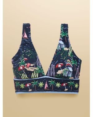 Joules Panel V-Neck Bikini Top - Blue
