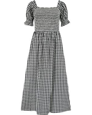 Pour Moi Daisy Shirred Bodice Short Sleeve Midi Dress - Gray