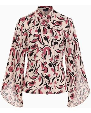 Hot Squash Statement Sleeve Blouse With Bow Ties - Red