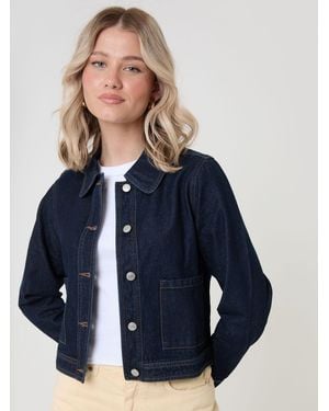 Threadbare Denim Jacket With Patch Pockets - Blue