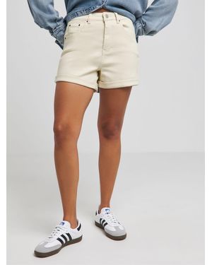 Simply Be Mom Roll Hem Denim Shorts - Weiß