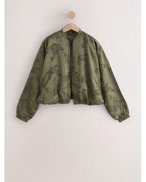 Next Khaki Floral Bomber Jacket - Green