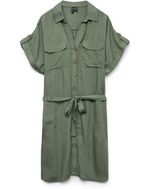 Vero Moda Short Sleeve Shirt Dress - Green