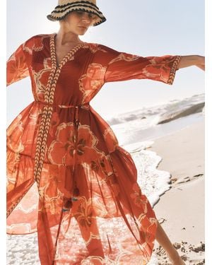 Monsoon Yasmin Floral Midi Tunic Dress - Orange